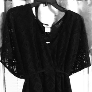 Black laced kimono sleeve blouse